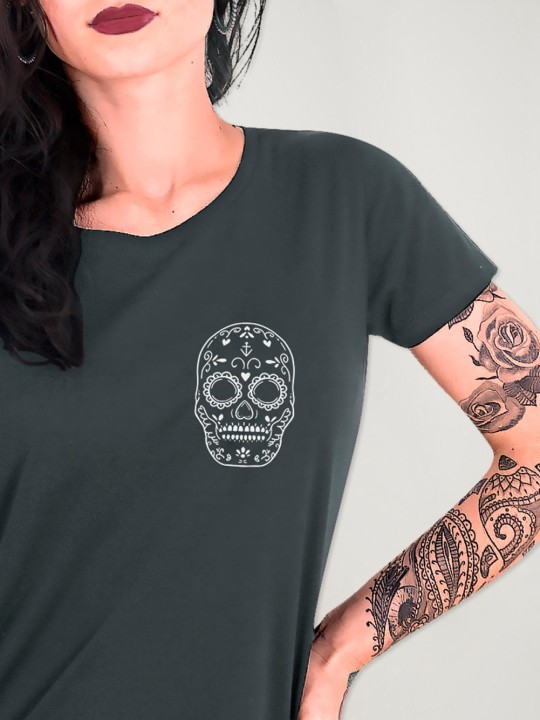 T-shirt Femme Ébène Mexican Skull