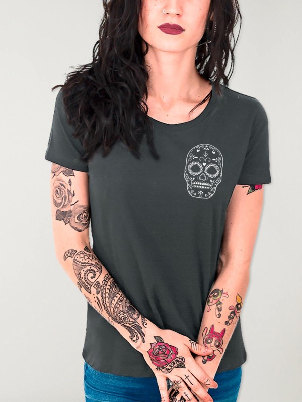 T-shirt Femme Ébène Mexican Skull